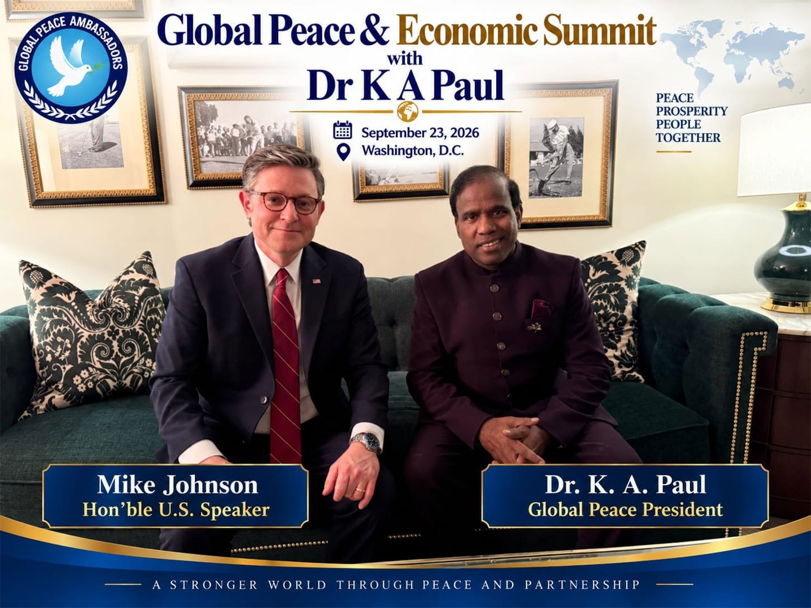 U.S. Speaker of the House Mike Johnson Joins Global Peace Call in Washington Alongside Dr. K. A. Paul