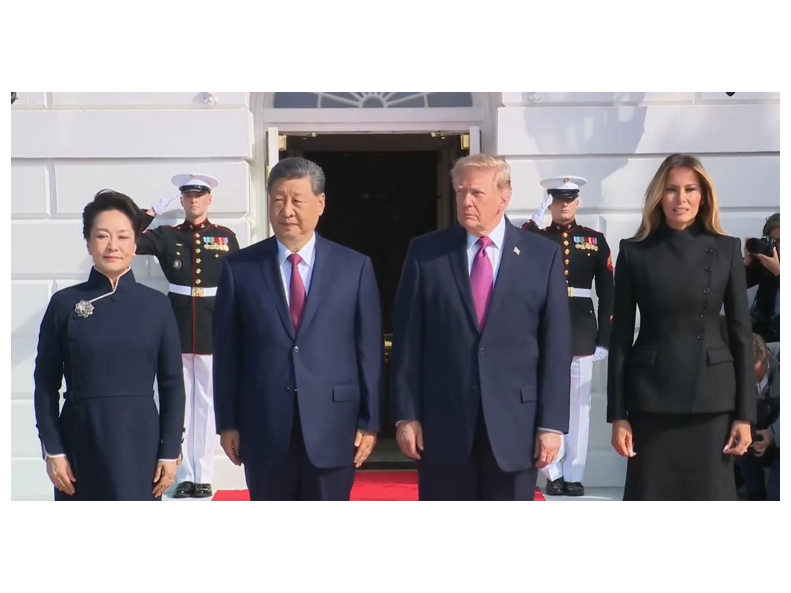 US President Donald Trump and First Lady Melania Trump welcome Chinese President Xi Jinping and his wife Peny Liyuan at White House (Photo/White House)