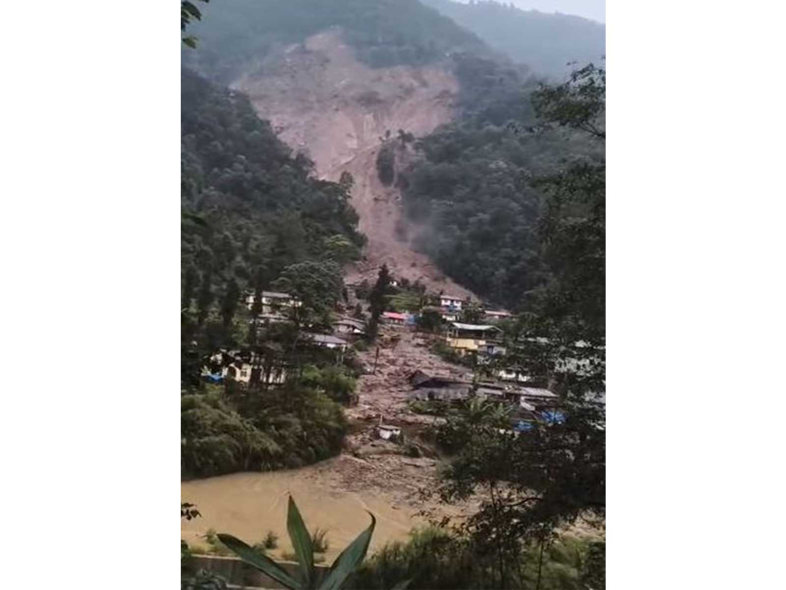 Major landslide damages houses in Sikkim's Rimbi village after heavy rainfall (Photo: District Administration)