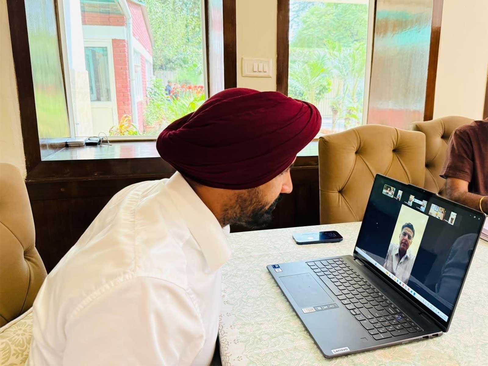 Amarinder Singh Raja Warring in a Zoom call with Sachin Pilot(Phto/ANI)