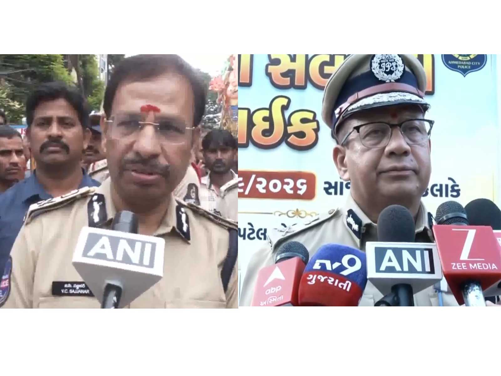 Commissioner of Hyderabad City Police, VC Sajjanar and  Commissioner of Police for Ahmedabad City, Anupam Singh (Photo/ANI)