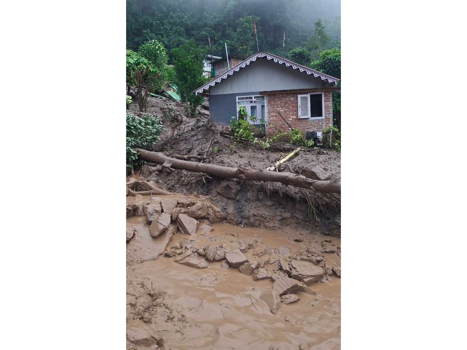 Major landslide in Sikkim's  Rimbi area (Photo/ANI)