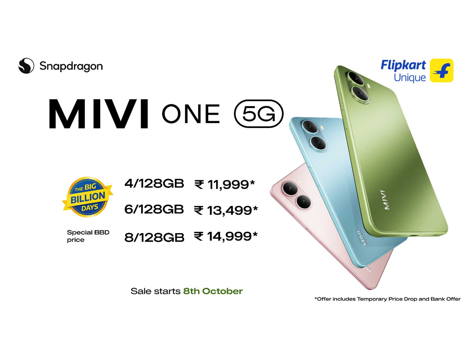 Mivi Enters India’s Smartphone Market with Mivi One 5G, Starting at a special BBD price of Rs.11999* on Flipkart