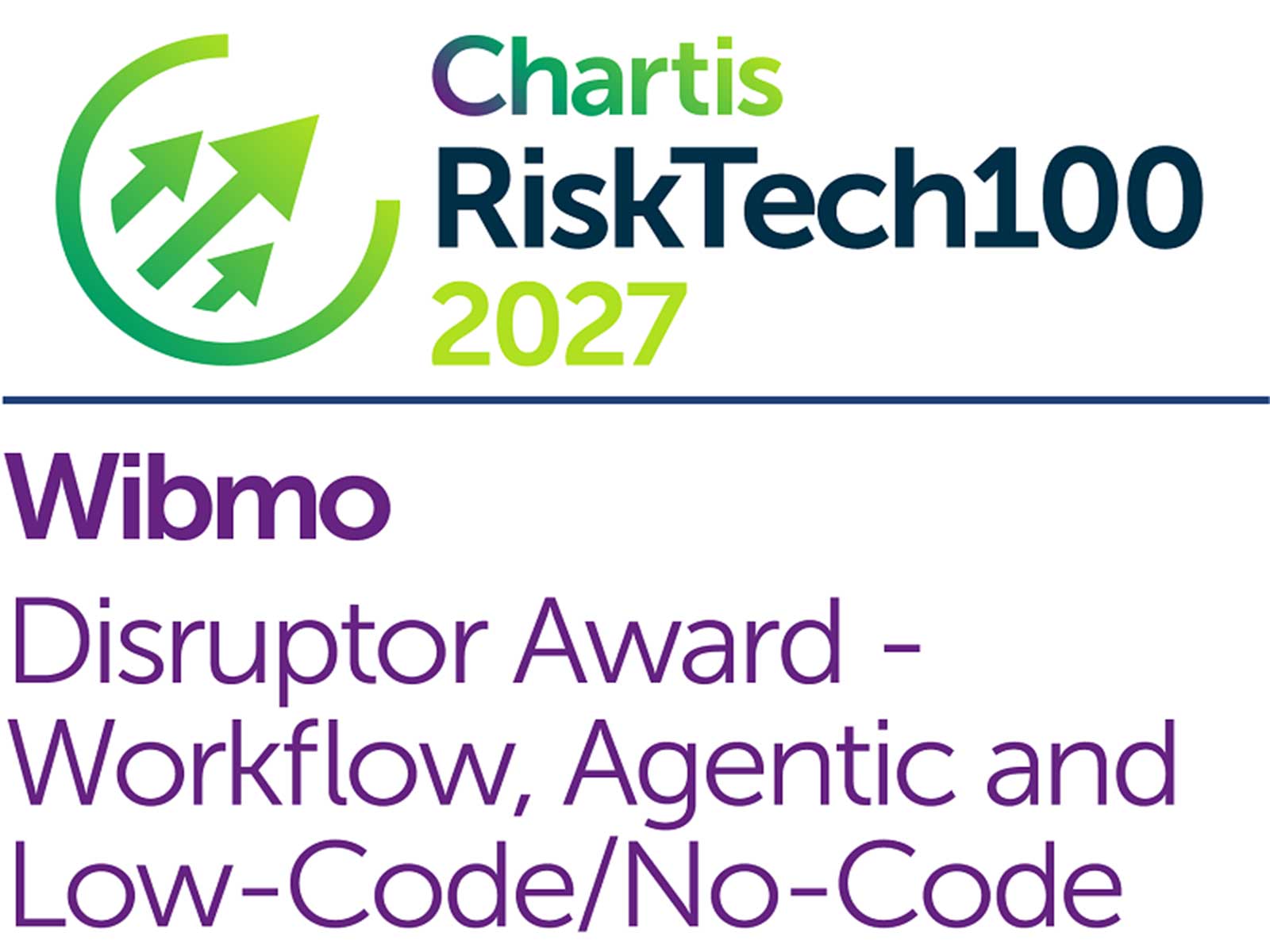 Chartis Disruptor Award presented to Wibmo for Workflow, Agentic AI and Low-Code/No-Code innovation under the Chartis RiskTech100® 2027