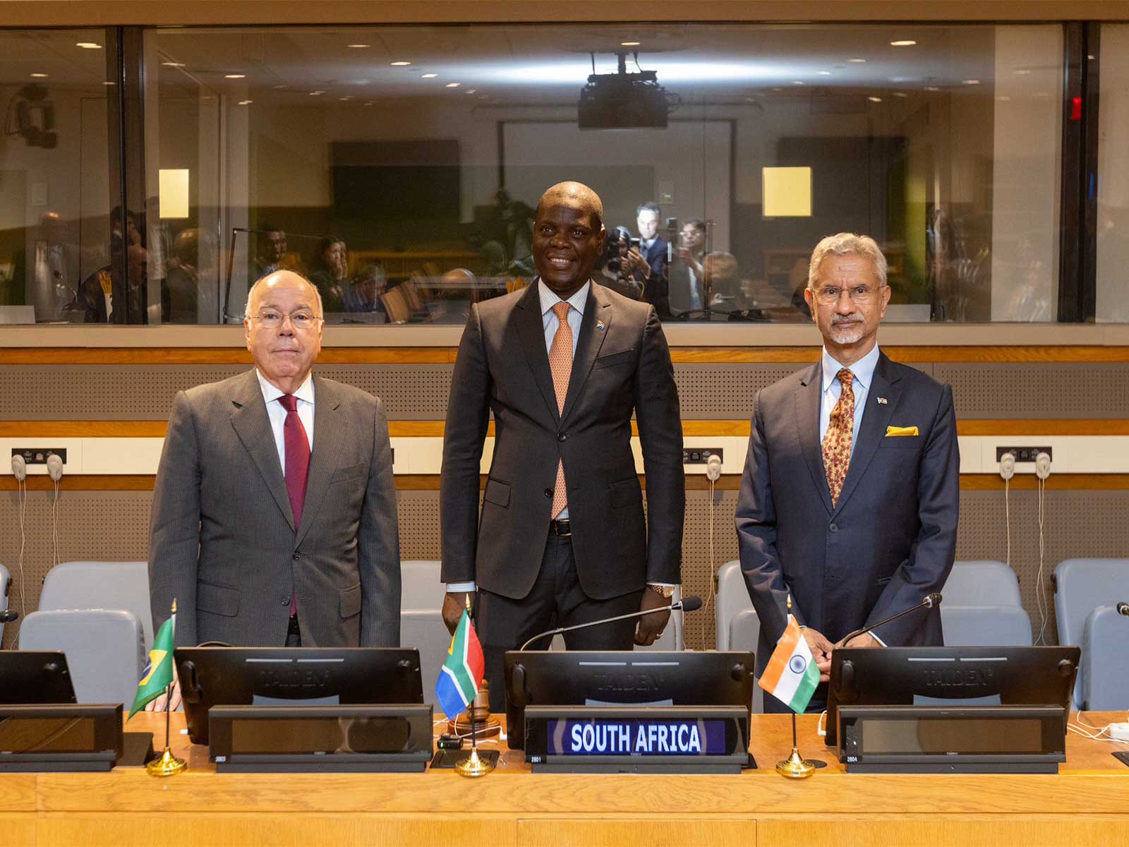 External Affairs Minister S Jaishankar with South African Foreign Minister Ronald Lamola and Brazilian Foreign Minister Mauro Vieira (Photo/X@DrSJaishankar)