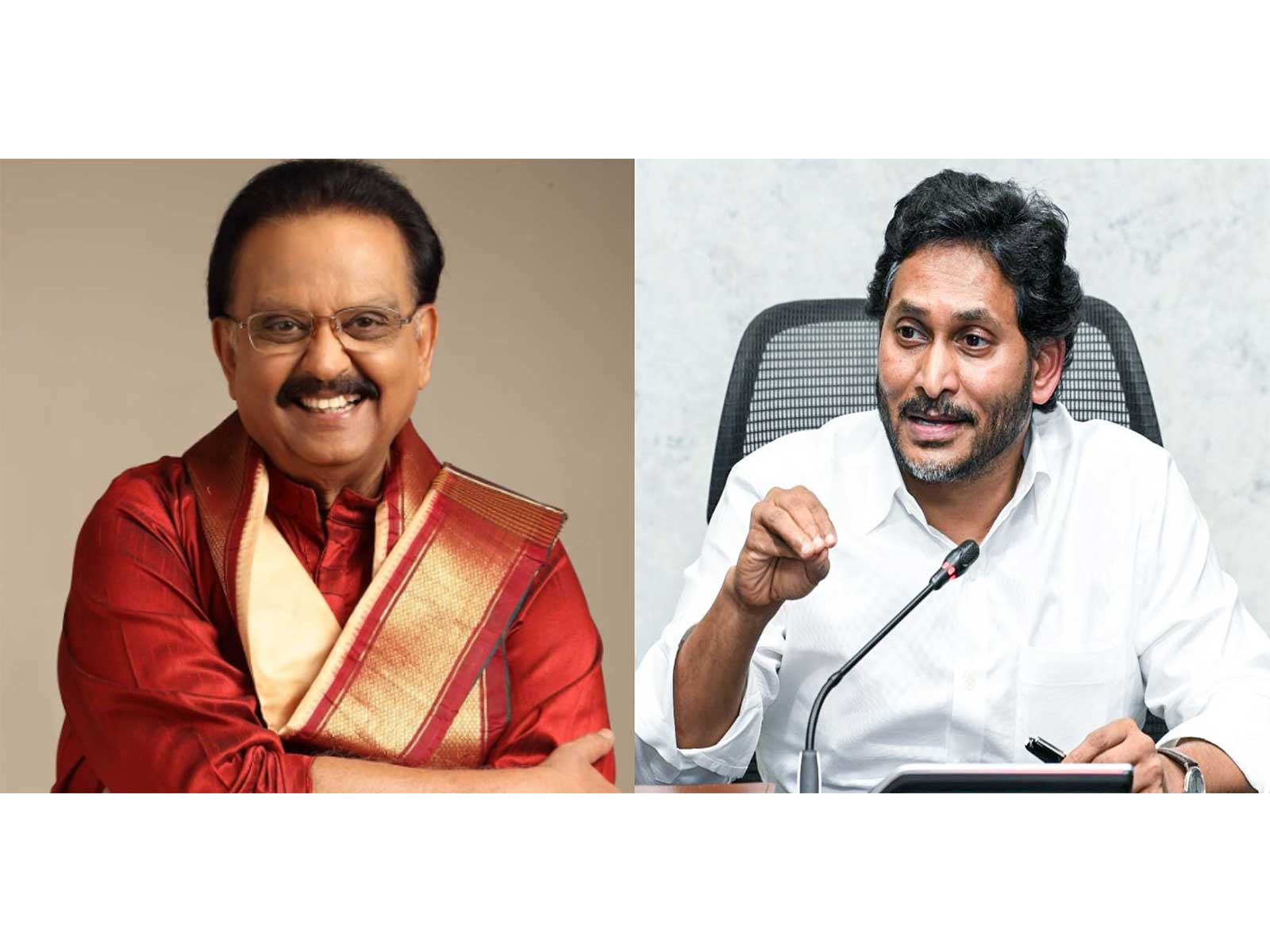 SP Balasubrahmanym (Photo/X@ysjagan) and YSRCP president YS Jagan Mohan Reddy (Photo/ANI)