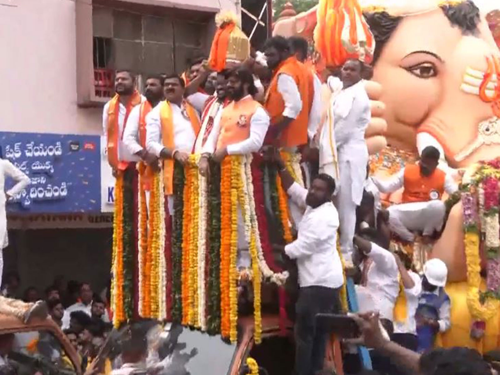 Devotees celebrating the winner of Balapur Ganesh Laddu auction (Photo/ANI)