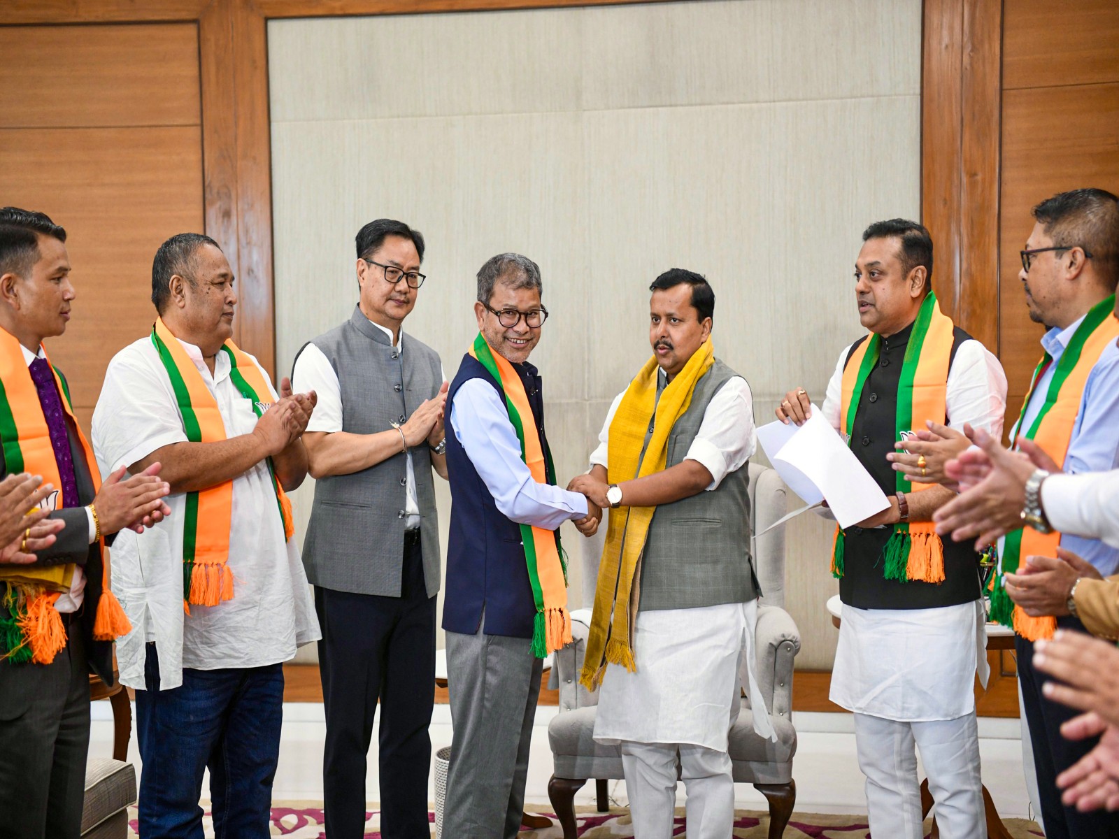 UDP MLAs join BJP in presence of National President Nitin Nabin and Union Minister Kiren Rijiju (Photo/ANI)