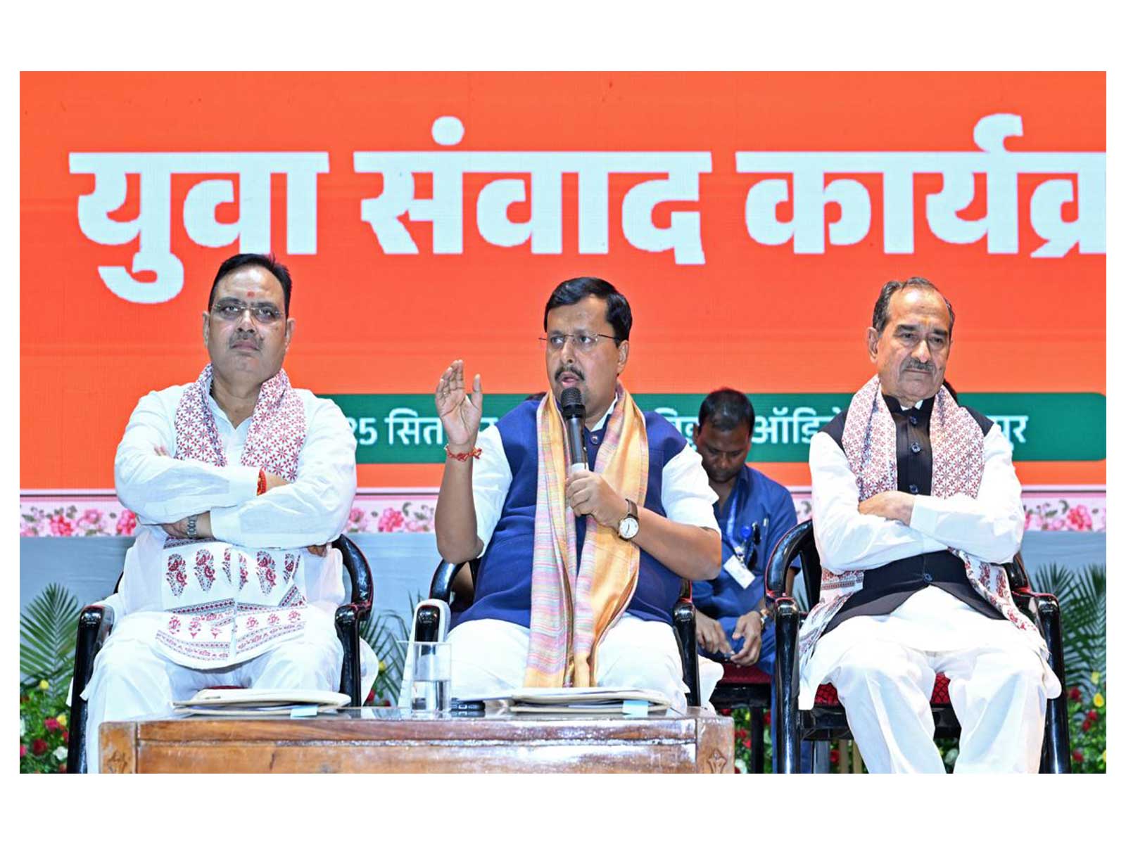 CM Bhajanlal Sharma, BJP National President Nitin Nabin, BJP Rajasthan State President Madan Rathore (Photo/Release)