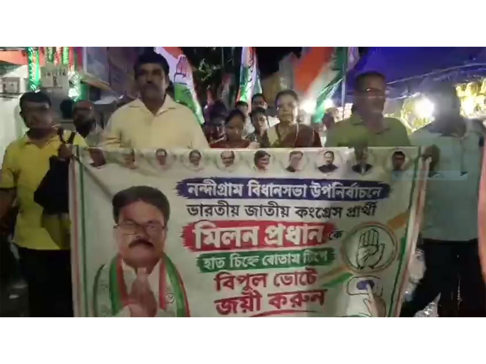 Congress candidate Milan Pradhan's wife Arpita Pradhan campaigns in support of her husband in Nandigram (Photo/ANI)