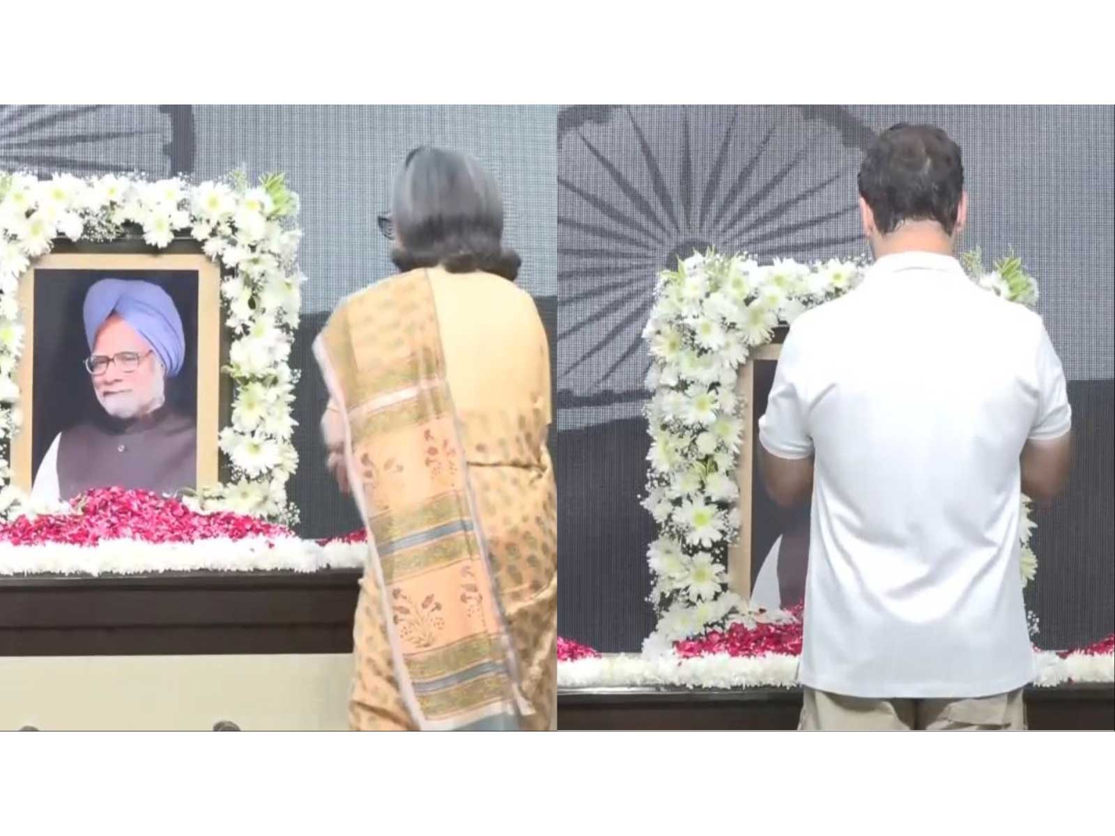 Rahul Gandhi, Sonia Gandhi pay tribute to former PM Manmohan Singh on birth anniversary at AICC office (Photo/ANI)