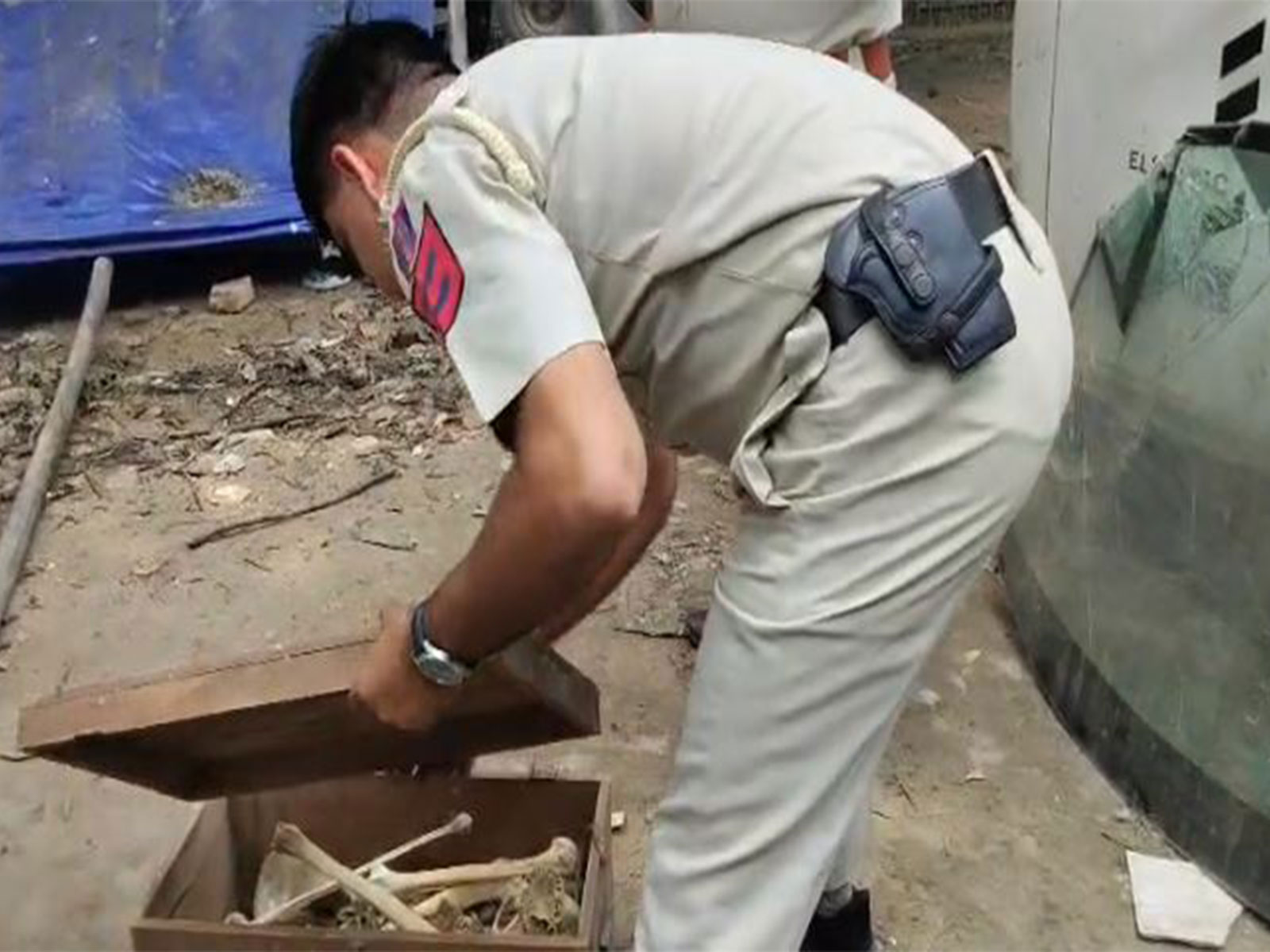 Skeleton-like object found during cleanliness drive in Delhi (Photo/ANI)