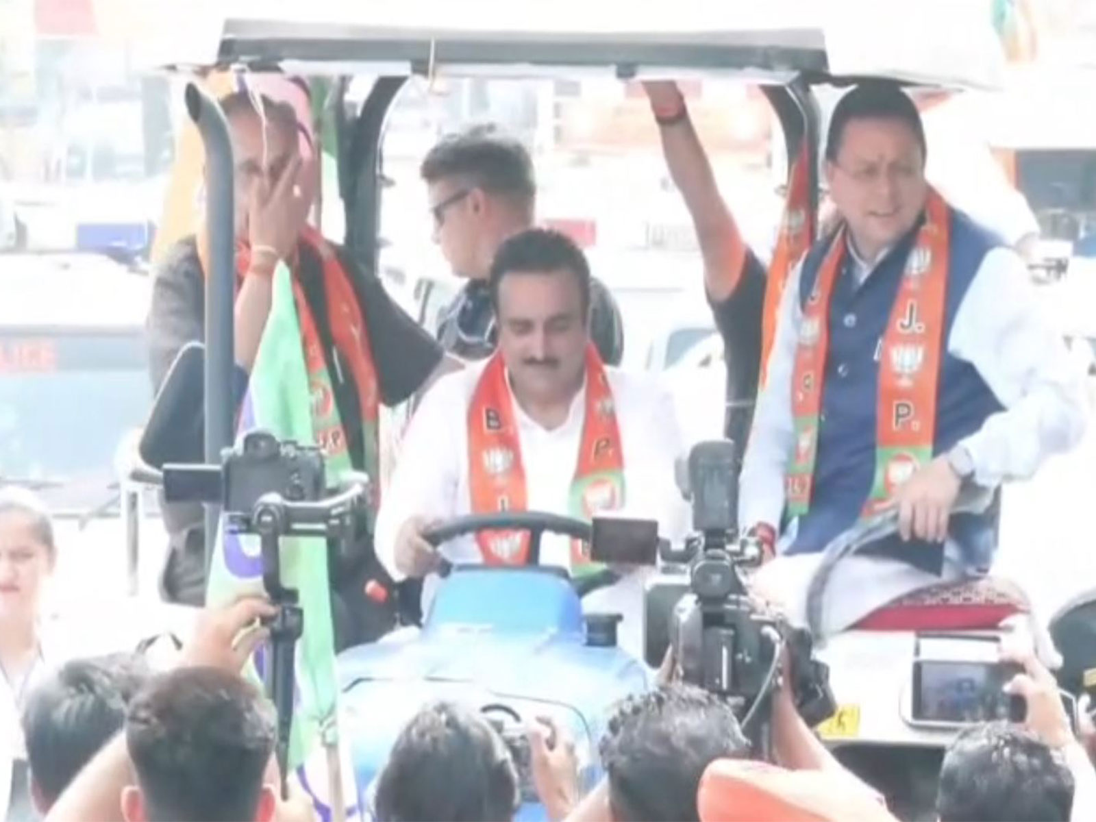 Uttarakhand CM Pushkar Singh Dhami in Mukerian (Photo/ ANI)