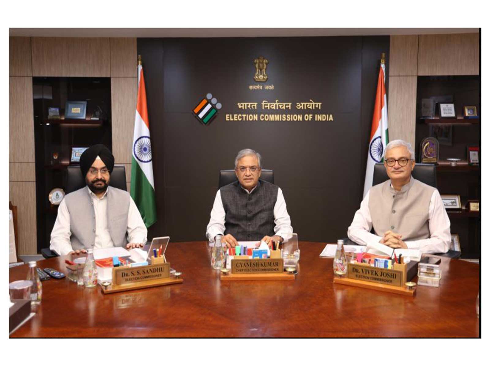 Chief Election Commissioner Gyanesh Kumar and Election Commissioners Sukhbir Singh Sandhu and Vivek Joshi (Photo/ECI)