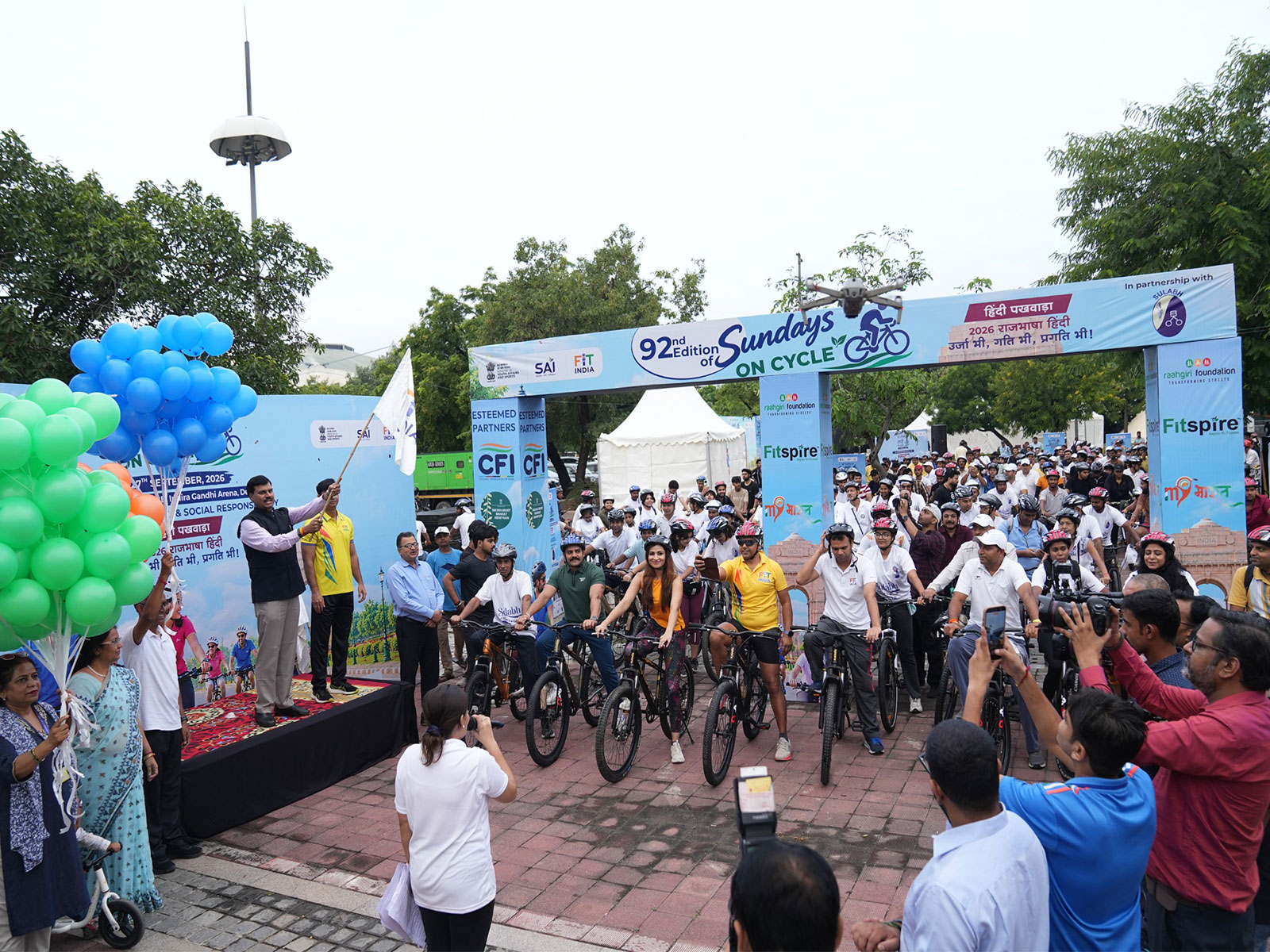 Hindi Pakhwada celebrated through 92nd Fit India Sundays on Cycle in New Delhi. (Photo: SAI Media)