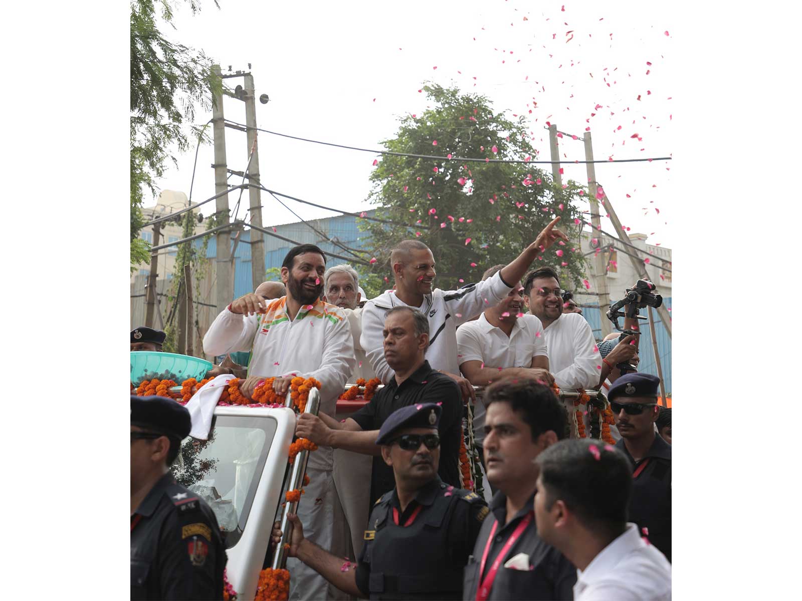 Haryana CM Nayab Singh Saini with Shikhar Dhawan. (Photo: SDF)