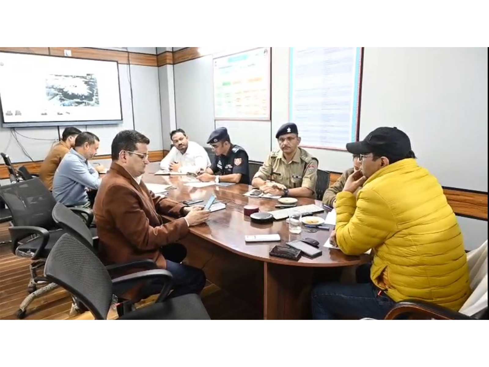 District Magistrate Prashant Arya monitors the situation from the District Disaster Control Room in Uttarkashi (Photo/ANI)