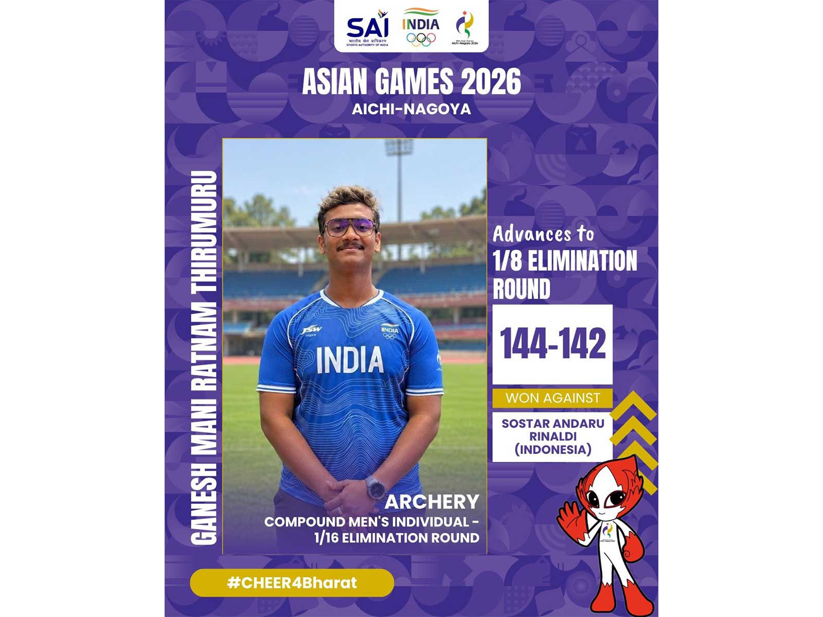 India's compound archer Ganesh Mani Ratnam. (Photo: X/ @Media_SAI)