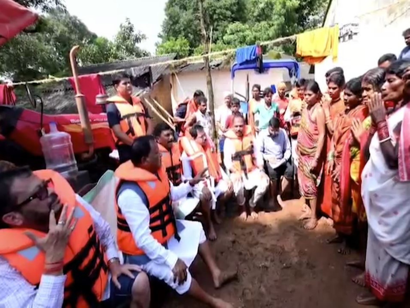 Odisha CM Mohan Charan Majhi interacts with villagers during his visit to flood-hit Chandili Panchayat in Koraput district (Photo/OdishaCMO)