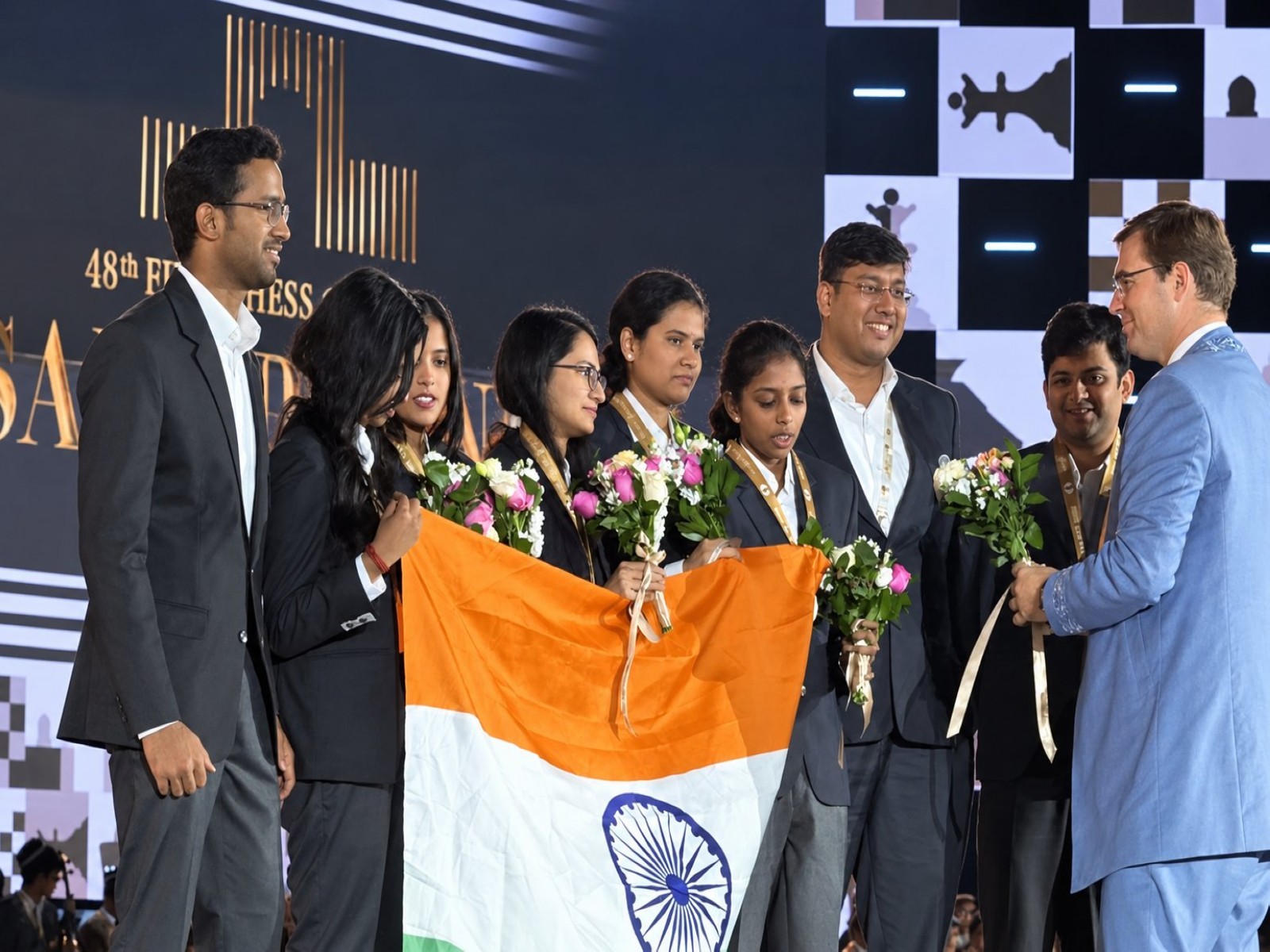 Indian contingent of Chess Olympiad 2026. (Photo: X/ @sports_odisha)