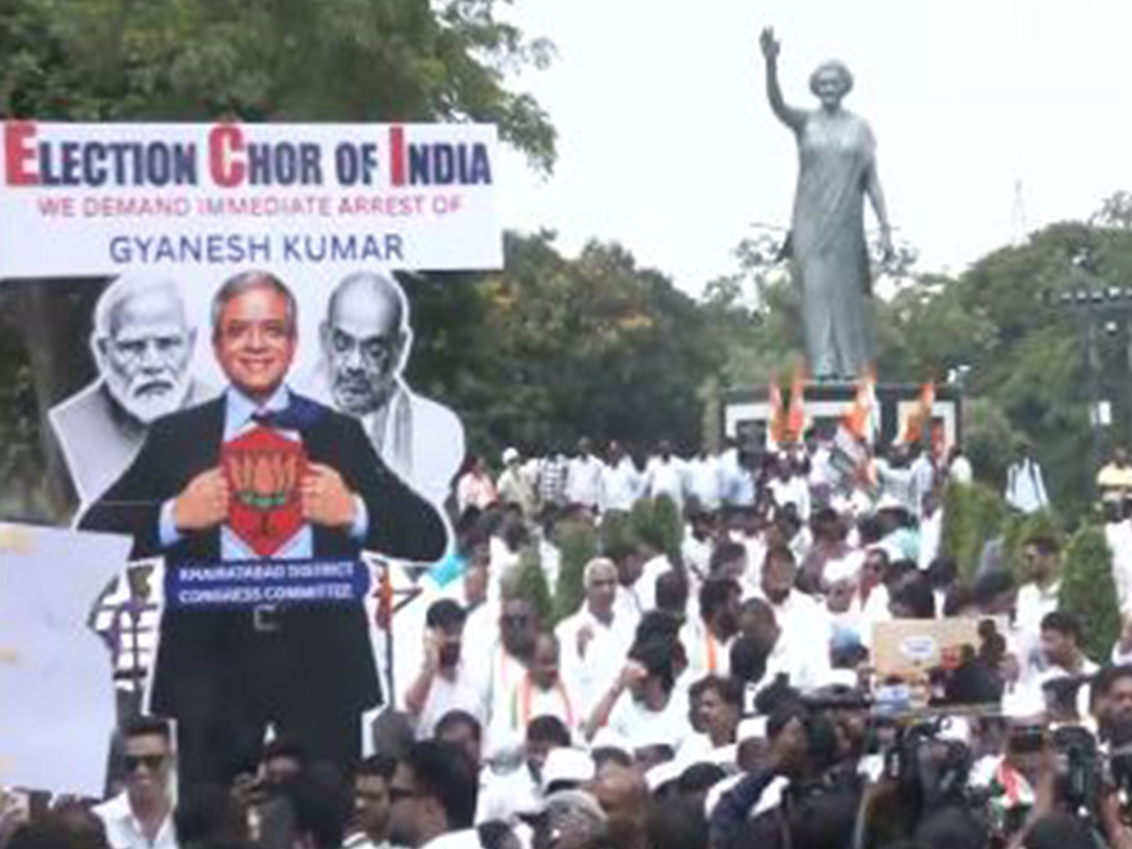 Congress protest against CEC in Hyderabad (Photo/ANI)