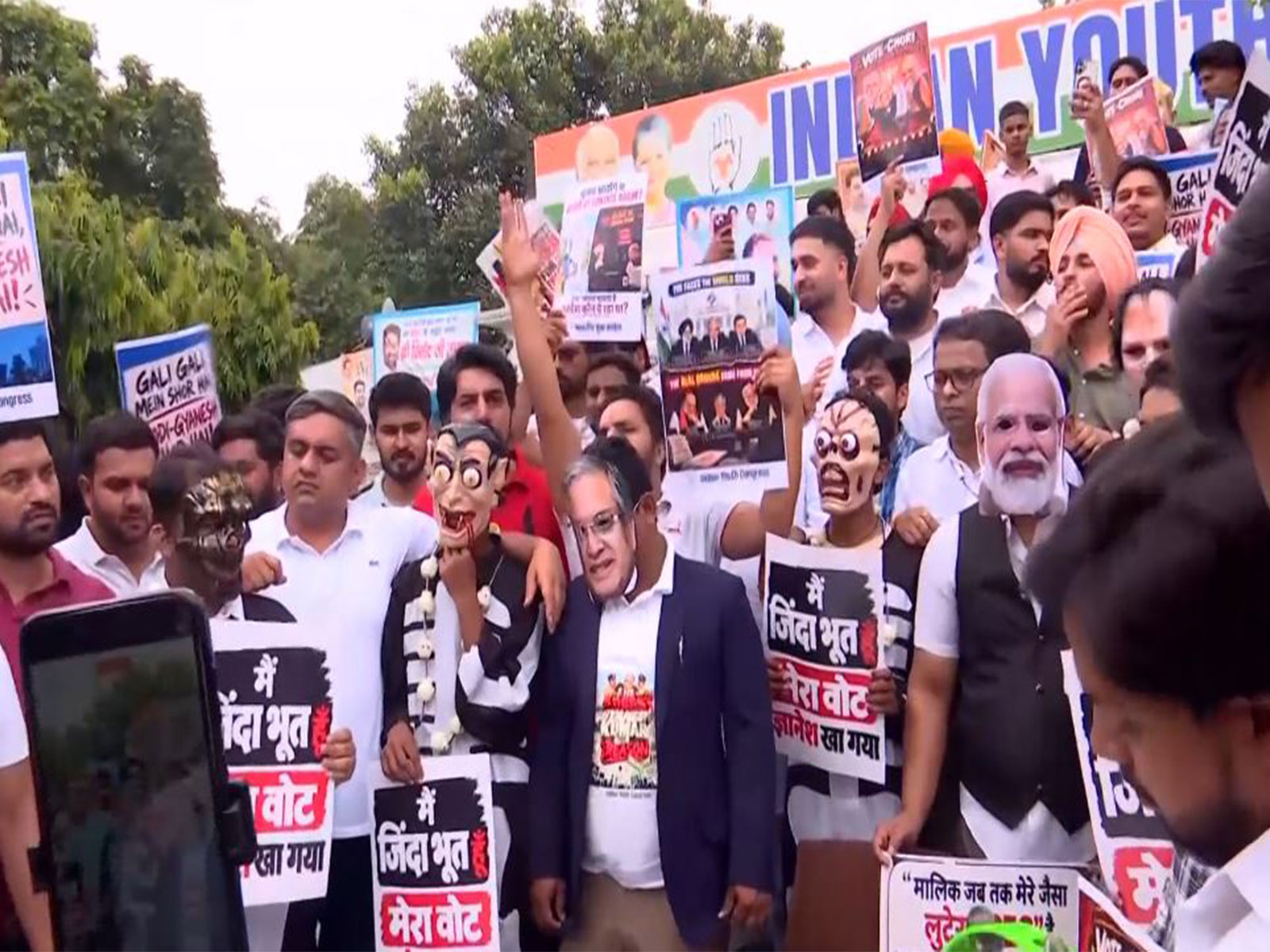 Congress protests against CEC Gyanesh Kumar over SIR in Jaipur (Photo/ANI)