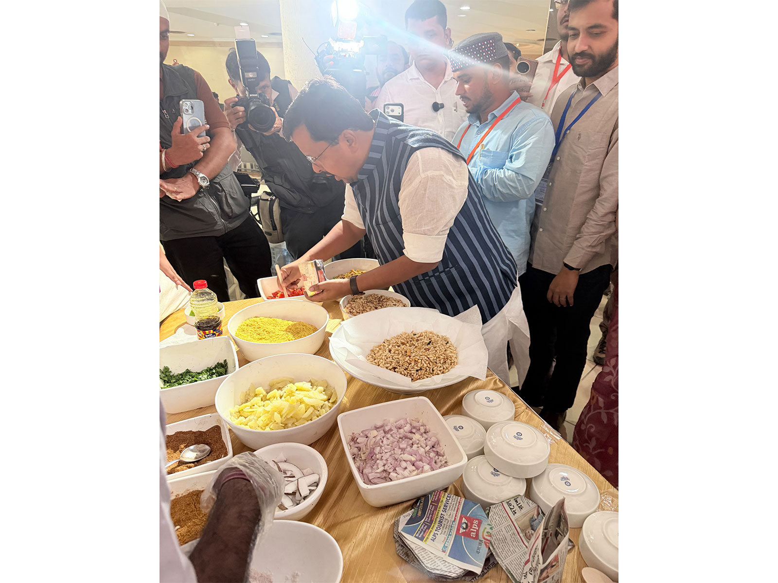 BJP president Nitin Nabin having Jhalmuri (Photo/ANI)