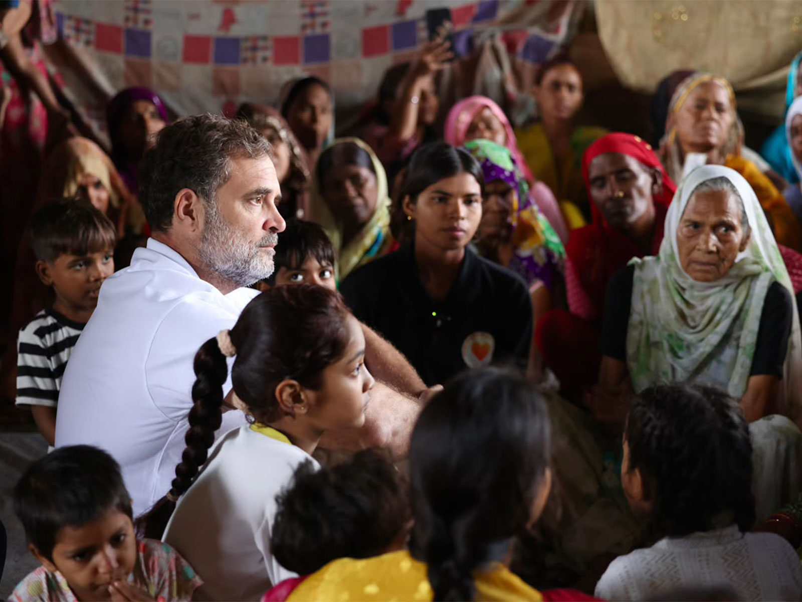 Congress MP and Leader of Opposition, Rahul Gandhi during his visit to Bela estate (Photo/ANI)