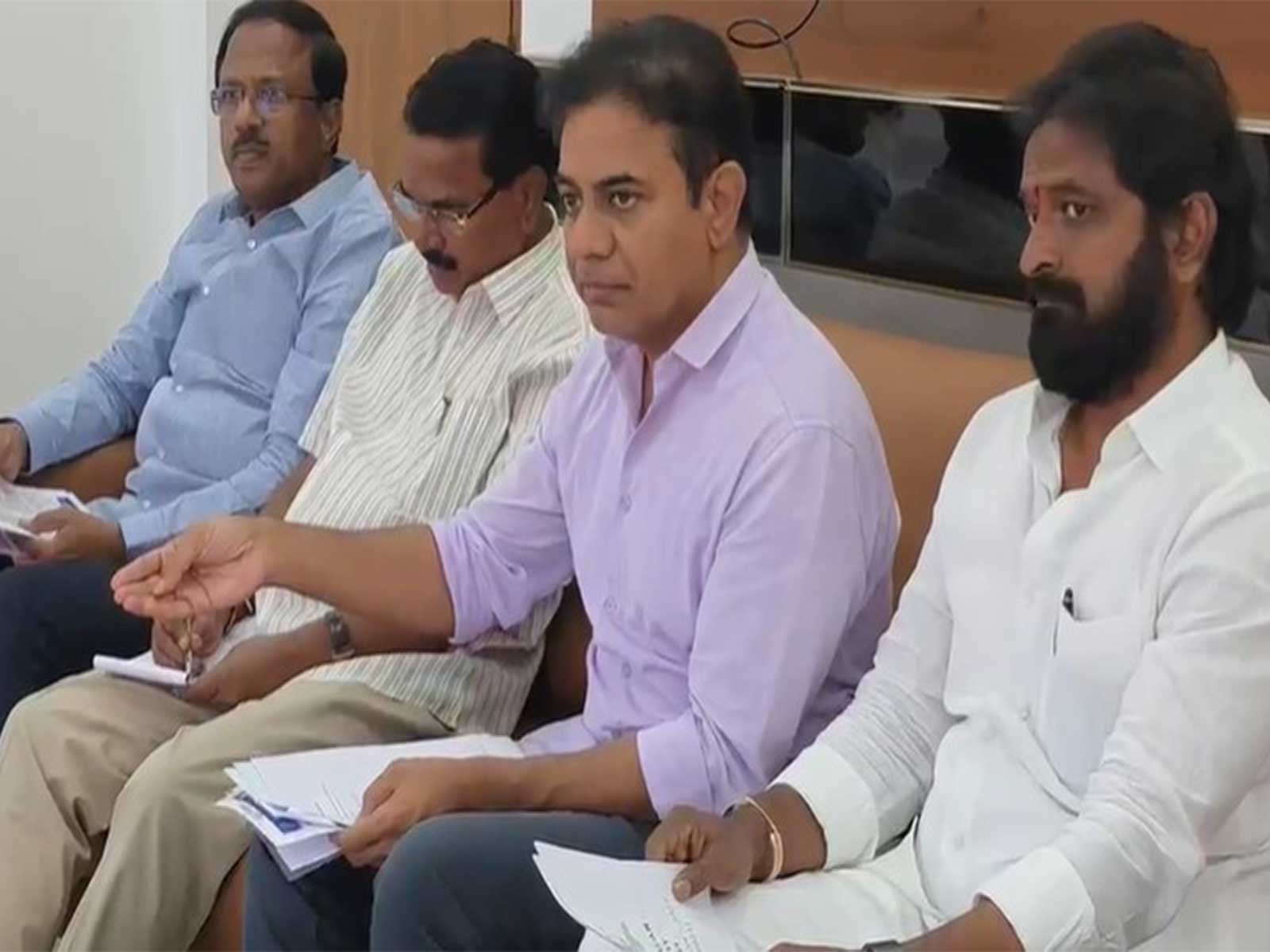 BRS Working President KT Rama Rao with party leaders (Photo/BRS)