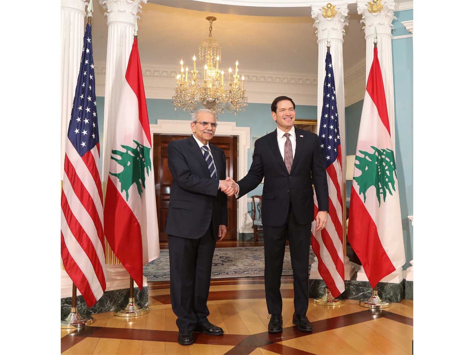 Lebanese PM Nawaf Salam and US Secretary of State Marco Rubio (Photo/X@nawafsalam)