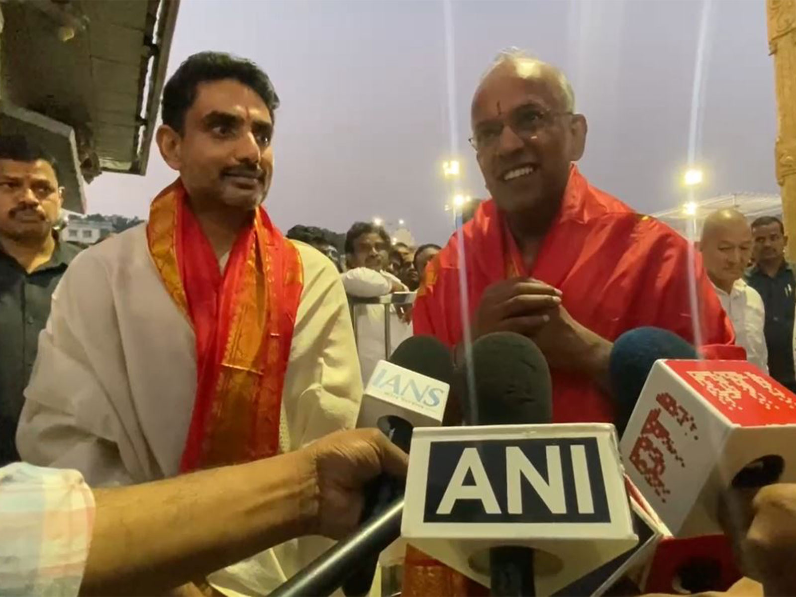 Andhra Pradesh Education Minister Nara Lokesh and Singapore Minister K. Shanmugam (Photo/ANI)