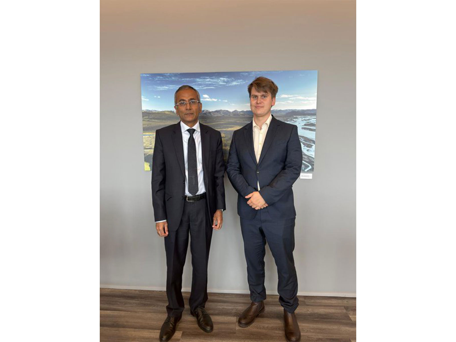 India's Ambassador to Iceland, R Ravindra, meets with Iceland's Minister of Environment, Energy and Climate, Johann Pall Johannsson, to discuss renewable energy and green technology cooperation. (Photo: X/@indembiceland)