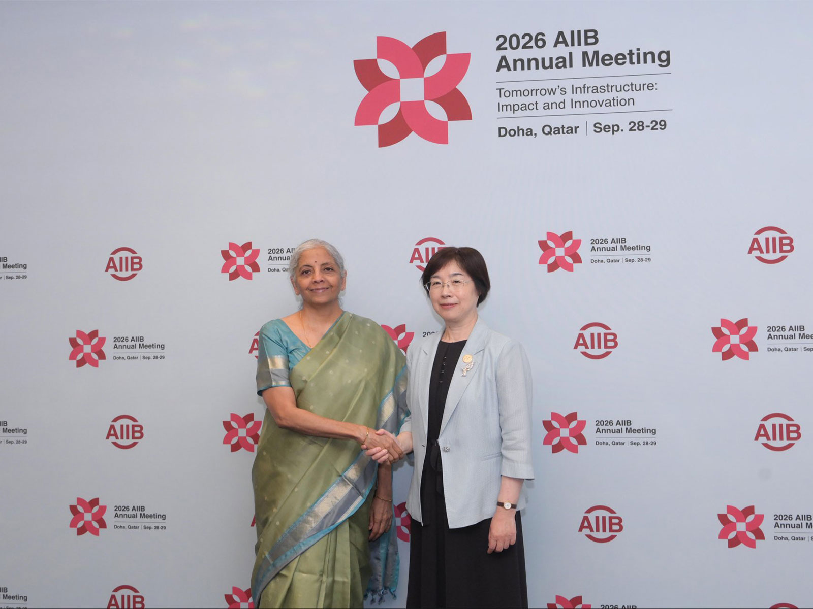 Nirmala Sitharaman, Union Minister of Finance with Zou Jiayi, President, AIIB (Photo/@FinMinIndia)