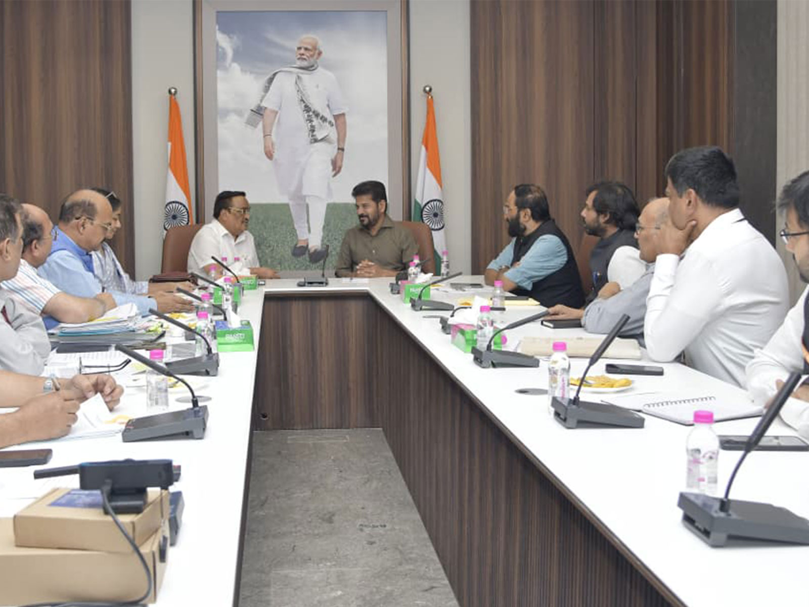 Telangana CM Revanth Reddy reviewed Telangana projects in a meeting (Photo/ANI)