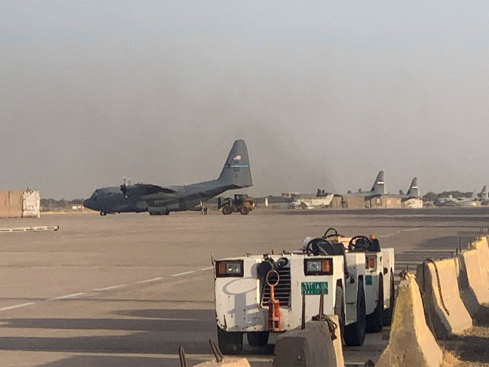 A US military transport aircraft stands at Camp Victory near Baghdad International Airport in Baghdad, Iraq for withdrawal of troops (Photo/Reuters)