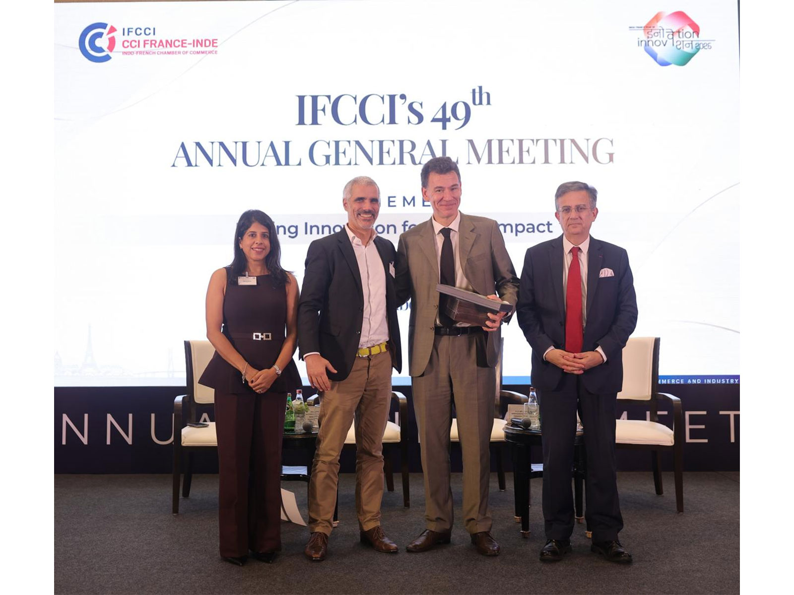 (L-R) Payal Kanwar, DG, IFCCI; Jean Touboul, President & CEO, Pernod Ricard India; Philippe Baptiste, French Minister; H.E. Thierry Mathou, Ambassador of France to India.