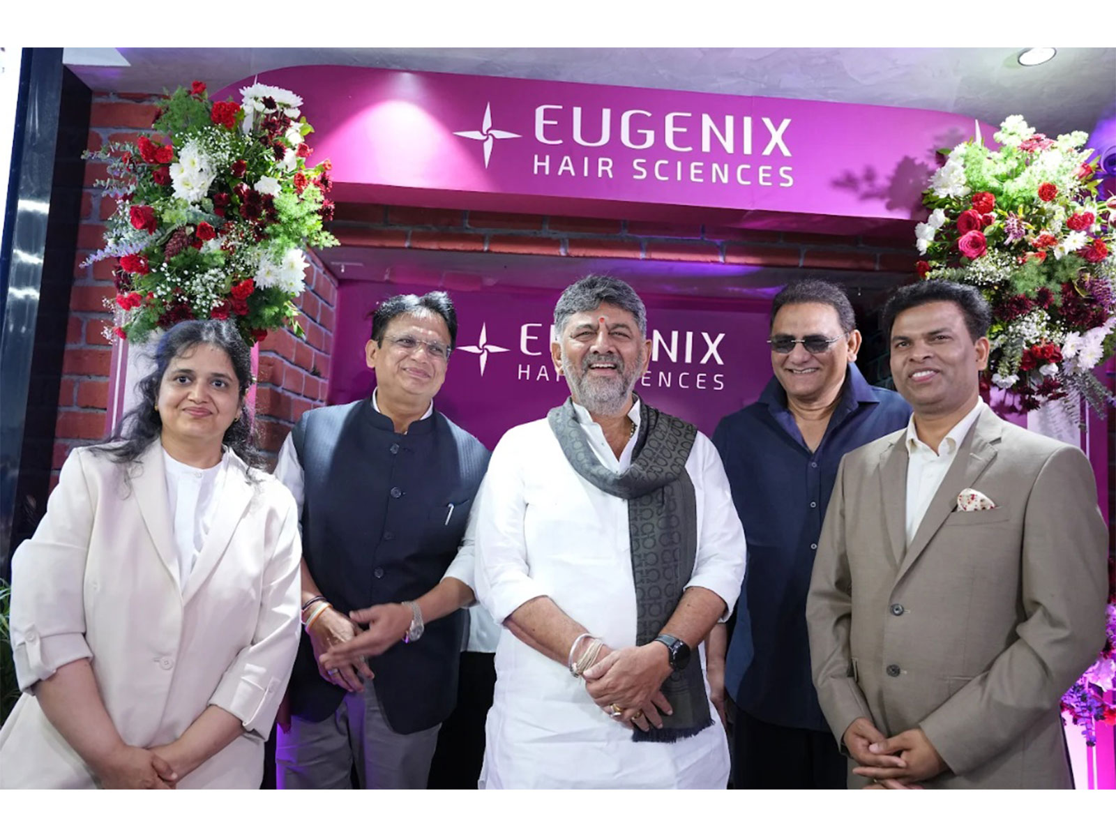 Karnataka CM Shri D.K. Shivakumar with Eugenix Co-Founders Dr. Pradeep Sethi and Dr. Arika Bansal alongside Dr. Ajay Dharam Singh and Mohammed Azharuddin, at Eugenix Bengaluru