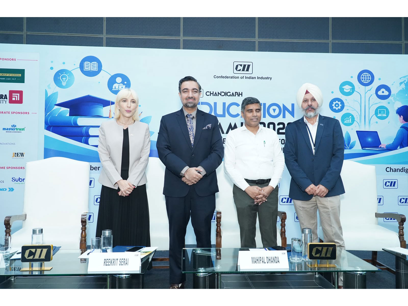L-R: Alba Smeriglio, British Deputy High Commissioner, Chandigarh; CII Chandigarh Education Summit Chairman Reekrit Serai; Haryana Education Minister Mahipal Dhandha; CII Chd Director Sumanpreet Singh