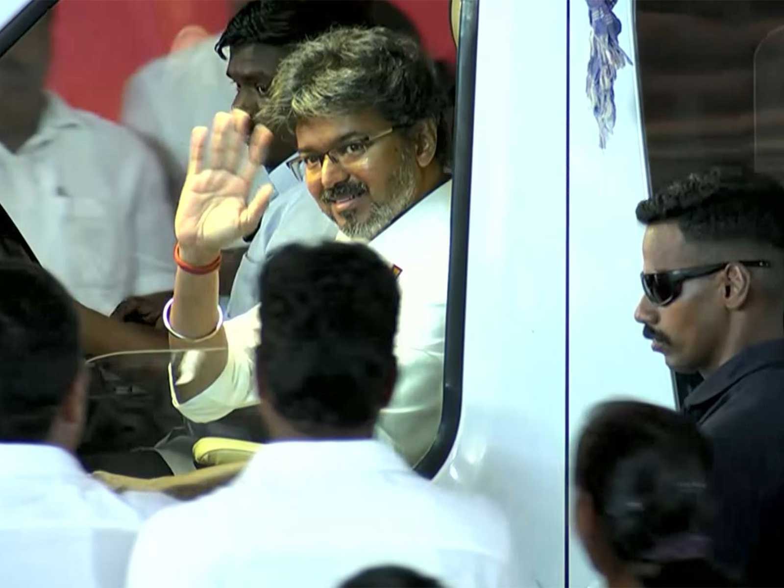 Tamil Nadu CM C Joseph Vijay campaigns for the party's candidate in Dharapuram by-election (Photo/ANI)