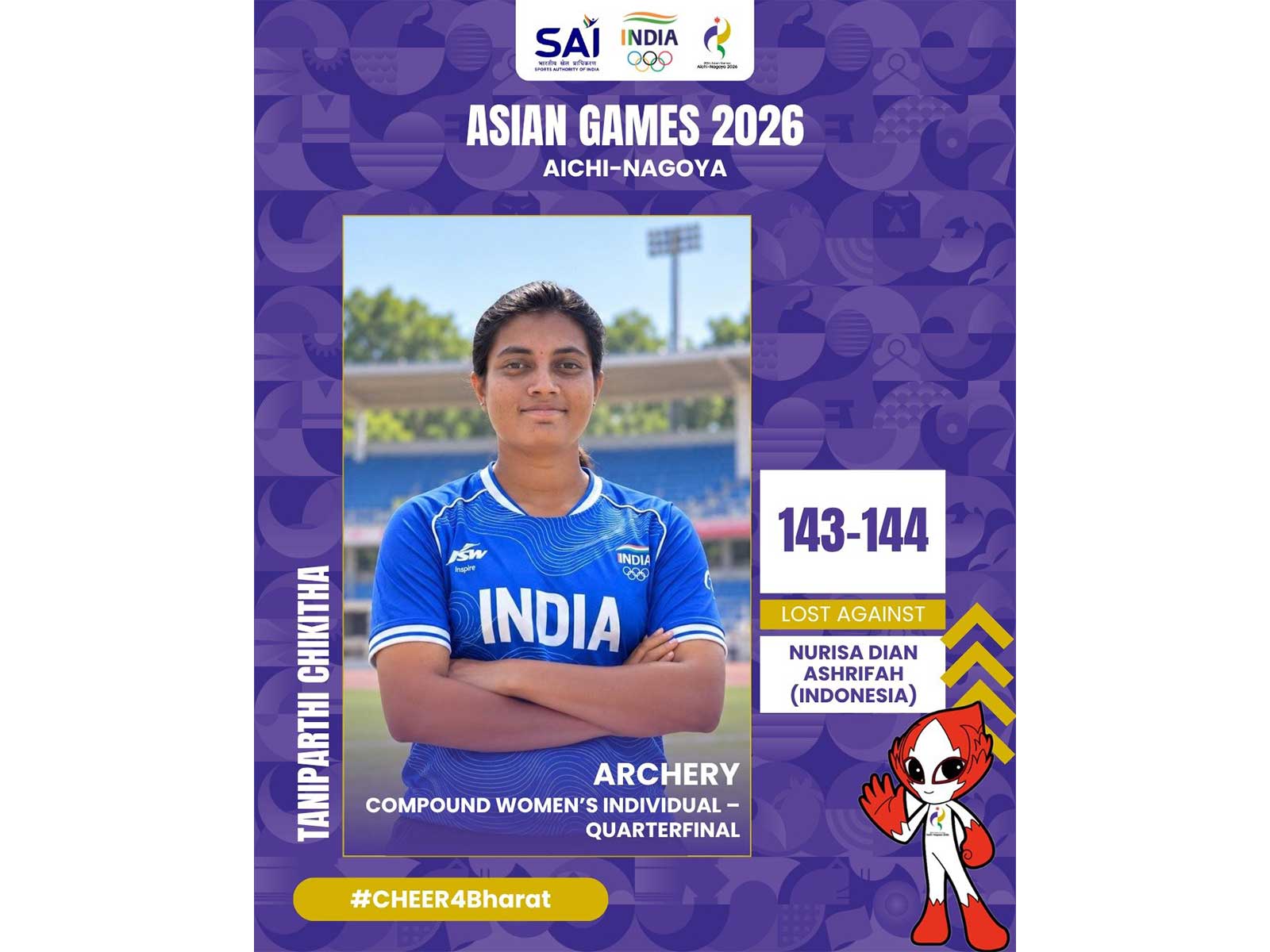 Indian archer Chikitha Taniparthi. (Photo: X/ @Media_SAI)