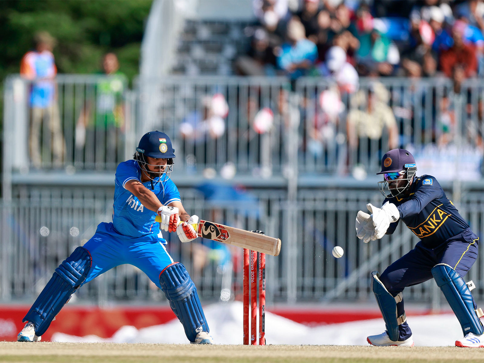 Ishan Kishan playing a shot against Sri Lanka in semi-final match. (Photo: X/ @BCCI)