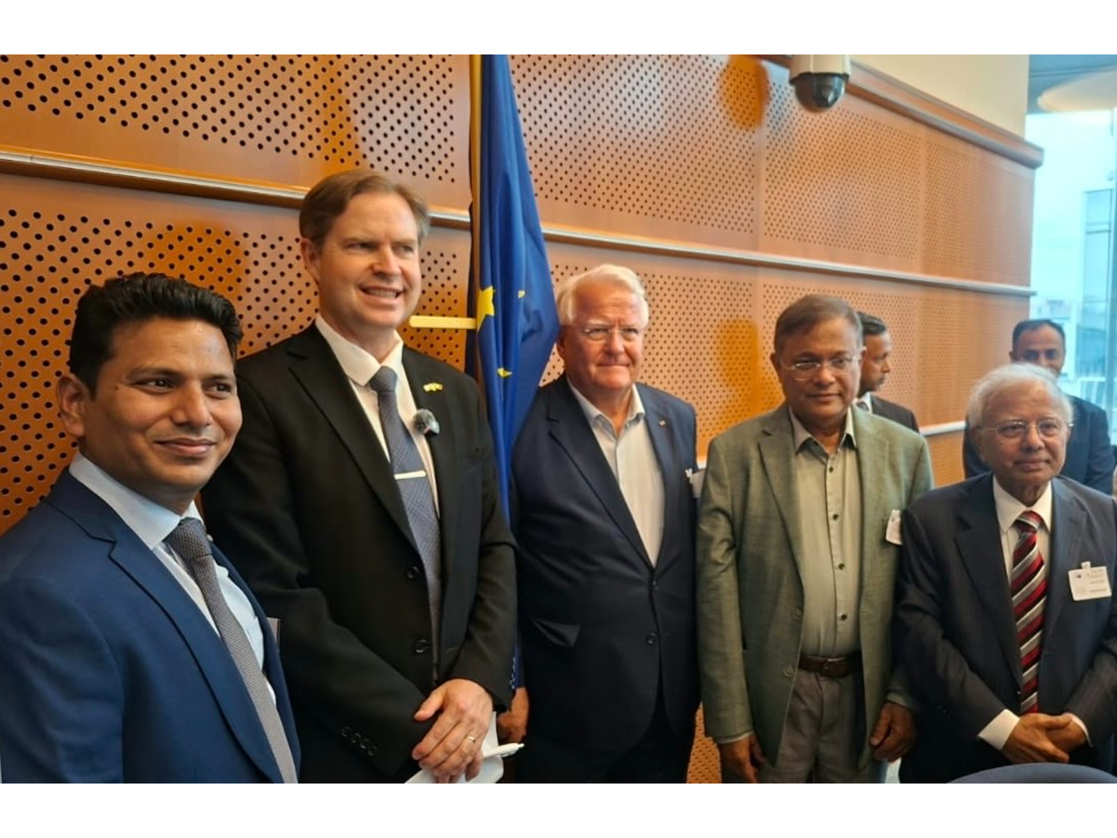 Indian entrepreneur Sachin Rai engages with the delegation at the European Parliament.