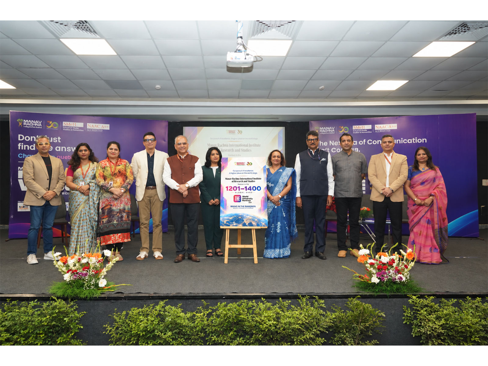 Manav Rachna leadership and distinguished guests celebrate MRIIRS’ rise in the Times Higher Education World University Rankings 2027