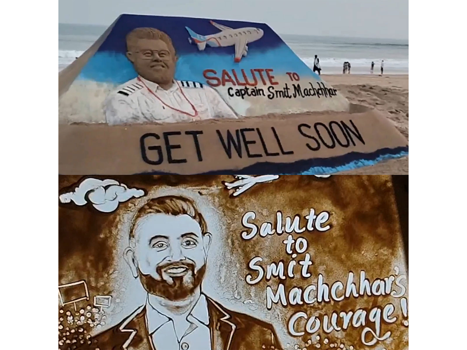 Sand arts in honour of Captain Smit Machchhar (Photo/ANI)