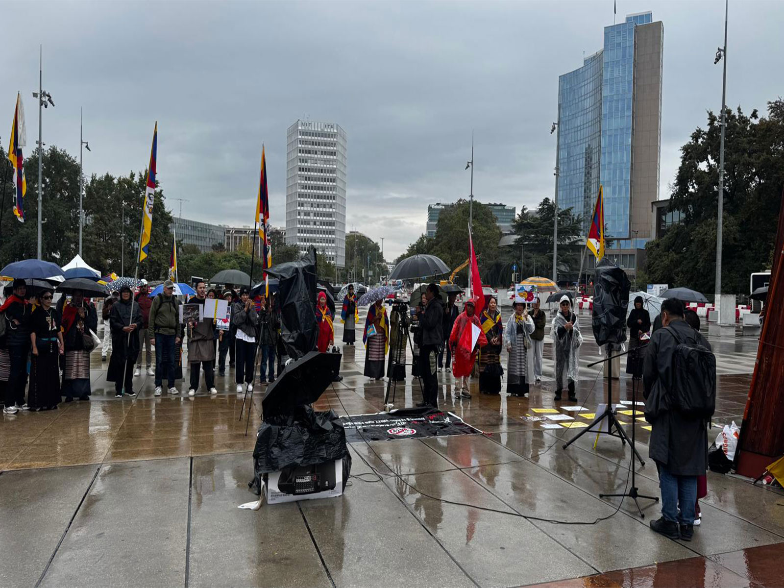 Visual from the Tibetan activists' protest outside UN in Geneva (Photo/ANI)