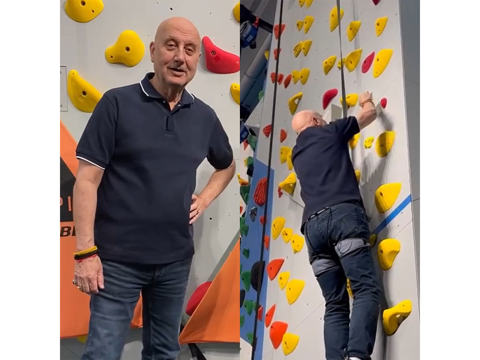 Anupam Kher performs indoor rock climbing (Photo/Instagram@anupampkher)