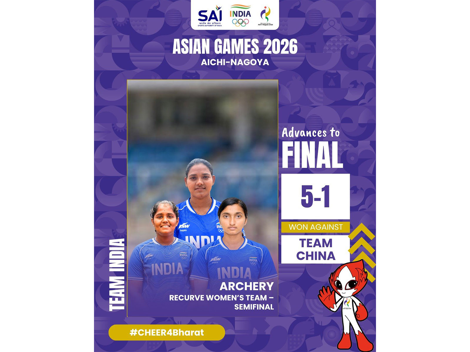 India women's archery recurve team defeated South Korea in final to clinch historic Asiad gold. (Photo: X/ @Media_SAI)