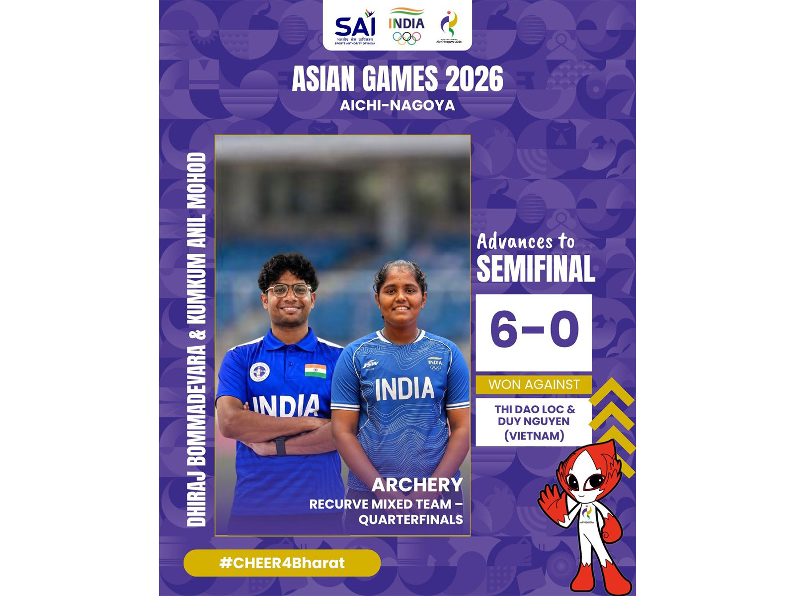 Indian archery recurve mixed team in Asian Games 2026. (Photo: X/ @Media_SAI) 
