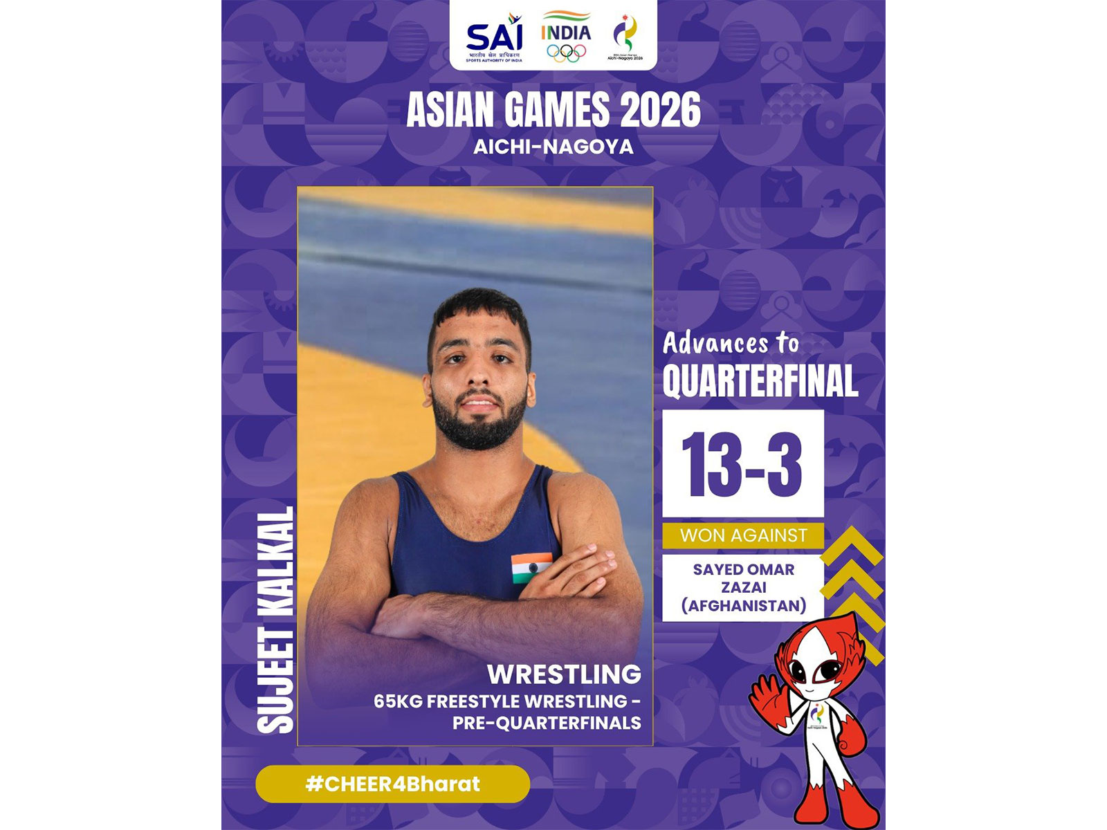 Indian wrestler Sujeet Kalkal. (Photo: X/ @Media_SAI)