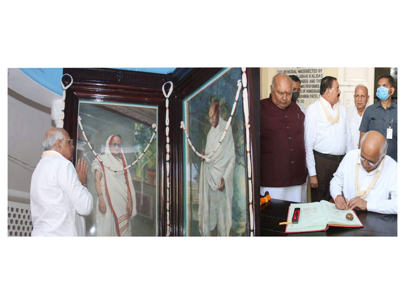 Gujarat Chief Minister Bhupendra Patel paid floral tributes to Mahatma Gandhi at Kirti Mandir in Porbandar (Photo/ GUJ CMO)